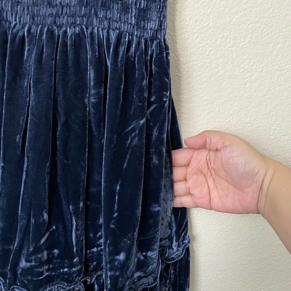 Hill House Dress Women Size XS Navy Blue Ellie Nap Velvet Midi Ruffle Pocket NWT - Picture 9 of 16
